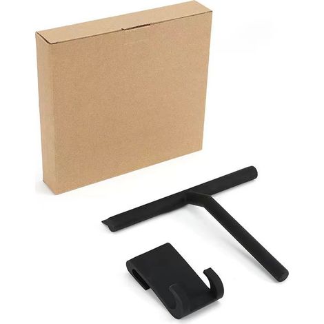 Raclette de porte de douche avec support en silicone, raclette à noyau en acier inoxydable pour vitres de salle de bain, fenêtres, vitres de voiture - Noire (1/4)