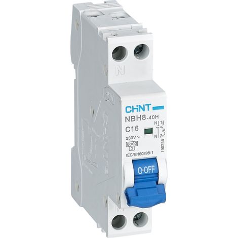 Interruptor automático 1P+N 6kA NBH8-1N de Chint Electric  16A (1/3)