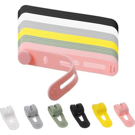 Attaches de câble - Lot de 30 - Organisateur de câbles - Boucles pour attaches de câble - Silicone - Enrouleur de câble - Clips pour câbles - Gestion des câbles - Détachables - Élastiques - Réutilisab (1/3)