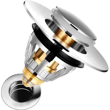 TAISHENGDA-Bonde de lavabo inoxydable 34-38mm – Double joint silicone anti-fuite – Panier collecteur cheveux – Installation facile sans outils (1/5)