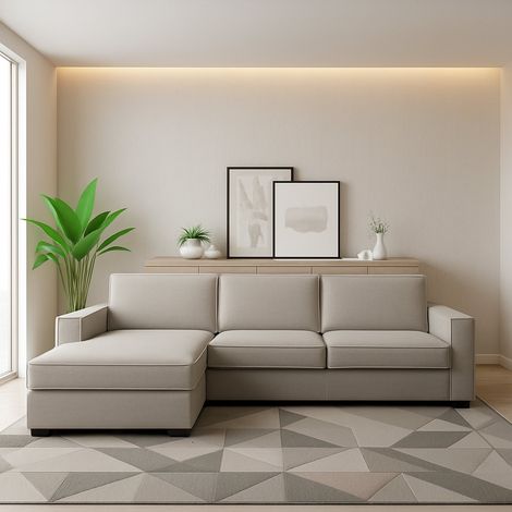 Talamo Italia Sofá fijo Perla, Sofá de esquina, 100% Made in Italy, Sofá Salón con, península de contenedores Izquierda, con reposabrazos delgados, Cm 260x95h90, Tórtola, con embalaje reforzado (1/5)
