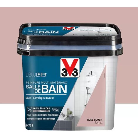 V33 – Peinture multi-matériaux 100% étanche pour salle de bain – Couleur rose blush – Adhère à toutes surfaces – Résiste à l'humidité et aux variations de température