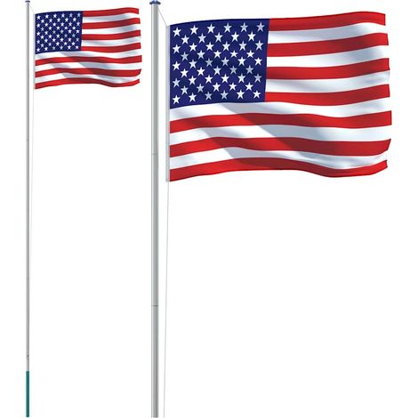 Drapeau des États-Unis et mât 6,08 m Aluminium (1/5)