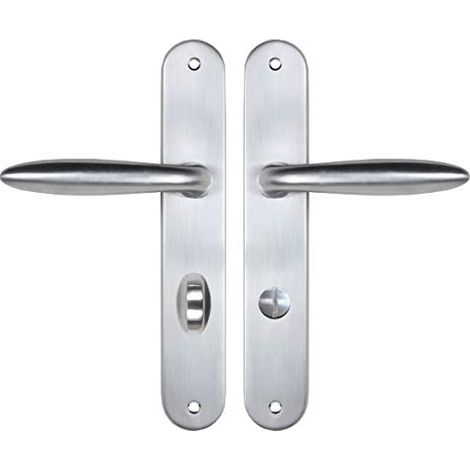 Bricard 984056 - Set di maniglie in zama su piastra per porta bagno e WC (bloccabile), argento (1/3)
