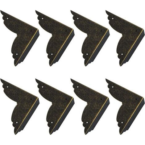 pair Lot de 8 protections d'angle vintage en métal pour meubles et tables (bronze) (1/5)