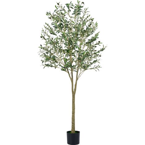 Olivo artificial de 180 cm con maceta, 1296 hojas, 72 aceitunas.