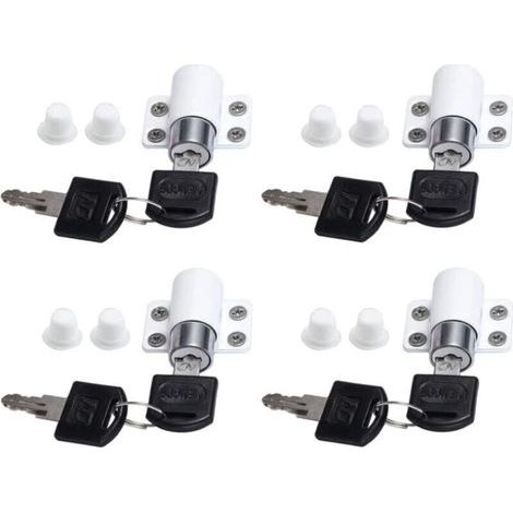 4pcs Verrous de Fenêtre Porte Coulissante Patio Embrailleur Bloc Baie Vitrée Coulissante Verrouillage Coulissant Serrure Porte Coulissant Restricteur avec Clé ,Blanc (1/5)