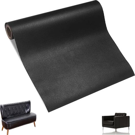 Patchs en Cuir, Patch de Réparation Cuir, Rouleau Adhesif Cuir, Kit de Patchs en Cuir, Autocollants de Réparation Cuir, pour Canapés, Sièges de Voiture, Sacs à Main (Brun) (Noir) (1/5)