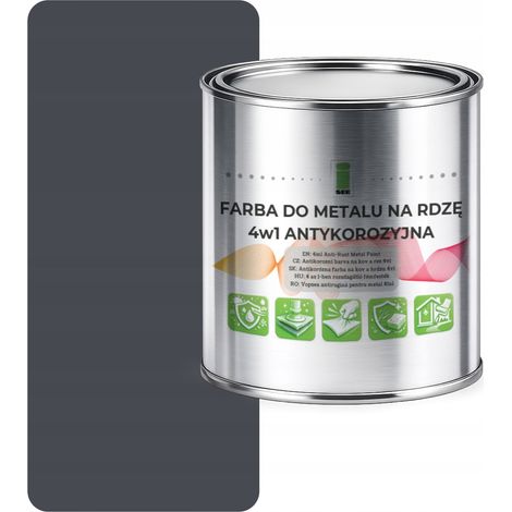 Peinture métal antirouille 4 en 1 graphite RAL7024 I SEE acier galvanisé 1L mat (1/5)