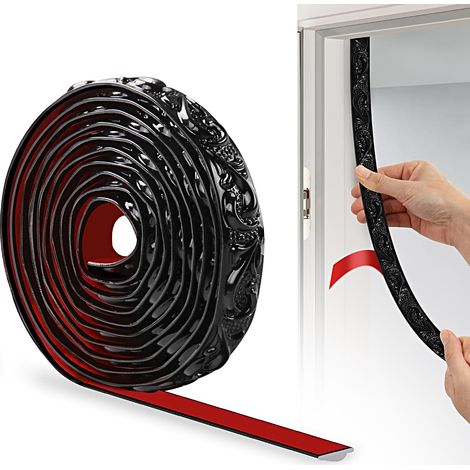 Bande Décorative en PVC, 300cm×2cm, Bordure de Papier Peint 3D, Frise Murale Adhesive, Convient our les Linteaux, les Plinthes, les Armoires, les Revêtements Muraux(Noir) (1/5)