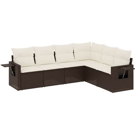 vidaXL Set Divano da Giardino 6 pz con Cuscini Marrone in Polyrattan (1/5)