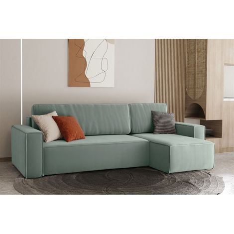 Ecksofa Schlafsofa Sofa MARIS Stoff Mint Ottomane Rechts (1/4)