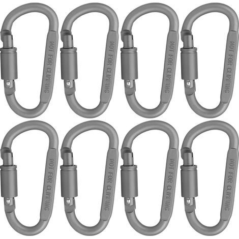 Mousqueton d'escalade en alliage d'aluminium pour hamac, randonnée et via ferrata, boucle câble antivol vélo, noir (1/5)