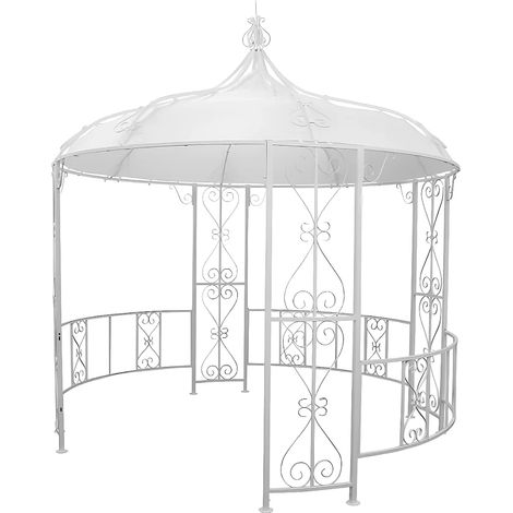 Chiosco da giardino D300 x H290 cm in Metallo Bianco Stile Ferro battuto - TILCARA