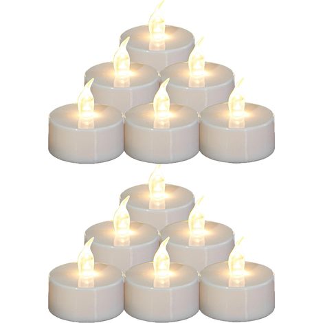 12 Bougies chauffe-plat LED, télécommande, minuterie, 5 niveaux luminosité, blanc chaud, sans flamme, pour décoration (1/5)