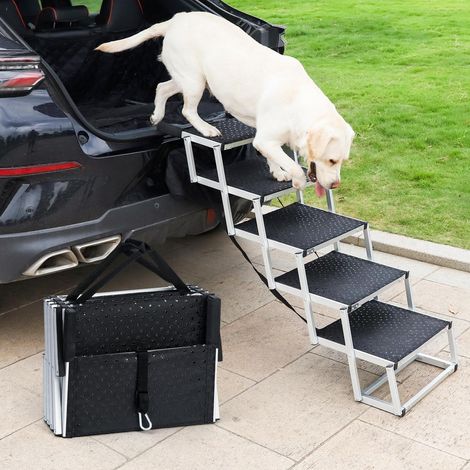 Hundetreppe 5 Stufen faltbar für Auto, SUV, LKW, Aluminium Rampe bis 90kg (1/5)