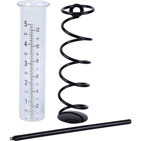 Pluviomètre Extérieur, 12 barème Pluviomètre de Jardin Exterieur en Verre avec Piquet et Spirale Métallique Amovible Rain Gauge pour Cour, Pelouse, Jardin, Clôture, Boîte aux Lettres (Noir) (1/5)