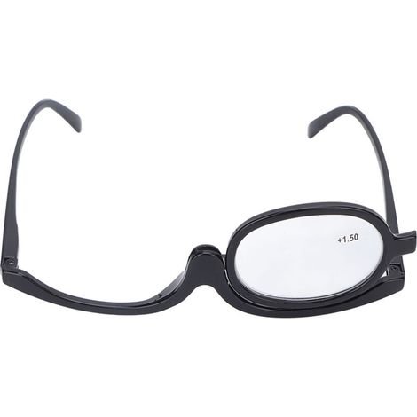 Lunettes de maquillage grossissantes avec loupe rabattable, modèle unilatéral élégant en noir (+1.50) (1/5)