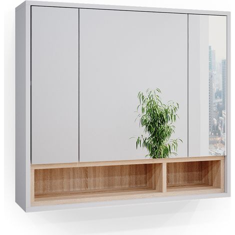 Specchio contenitore bagno Beatrice, Bianco, 80 x 72 cm, Vicco