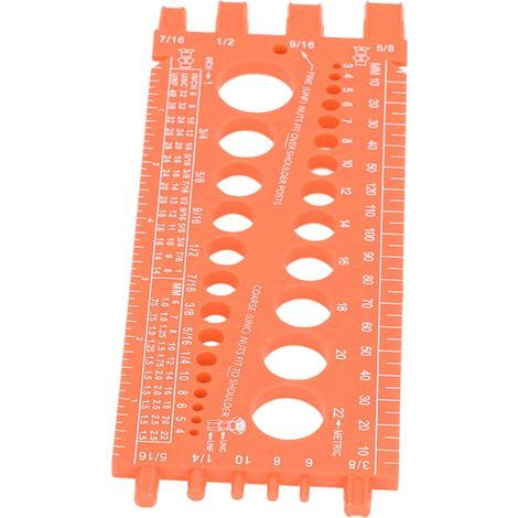 Multifunktionale Gewindelehre für Muttern und Schrauben in metrischen Zollgrößen, Schnellprüfer zur Gewindeidentifizierung für Werkstatt oder Garage, orange (1/5)