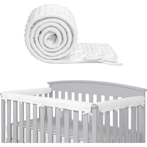 Protection de Barre de lit pour Enfants 128x18cm/68x18cm Gaine de Sécurité Autour du lit Barrière de lit Prévention des Collisions de Rail Latéral et de Rail Avant (Blanc) (1/5)