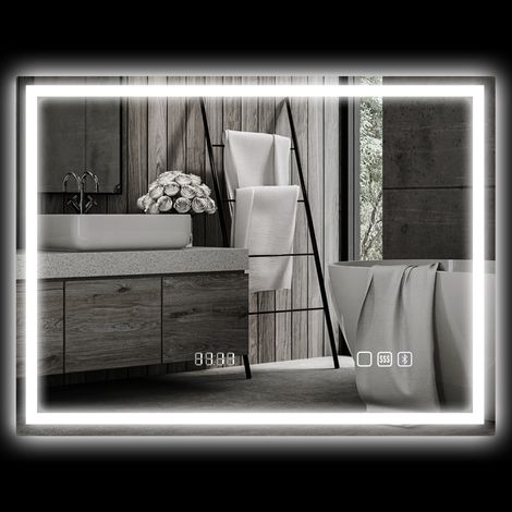 Miroir LED Haut-parleur Bluetooth 80 x 60 cm LALY argenté (1/5)