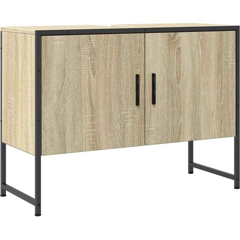 Armoire lavabo de salle de bain chêne sonoma bois d'ingénierie