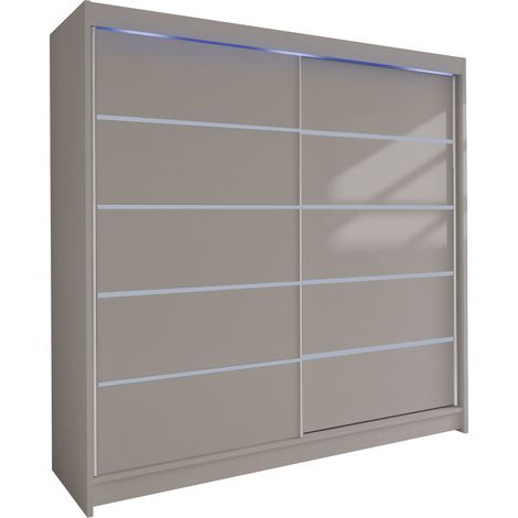 Armario Closico Cavaris IV, Cachemira, 215x180x58cm, Puertas de armario: Correderas, Número de estantes: 5, LED
