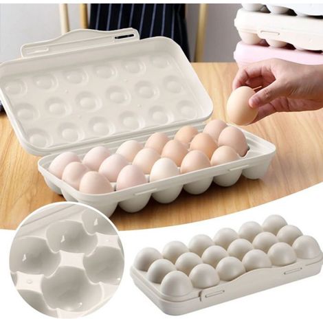 1 Boîte de rangement, œufs, plastique transparent, 18 compartiments, réfrigérateur, organisation cuisine (1/4)