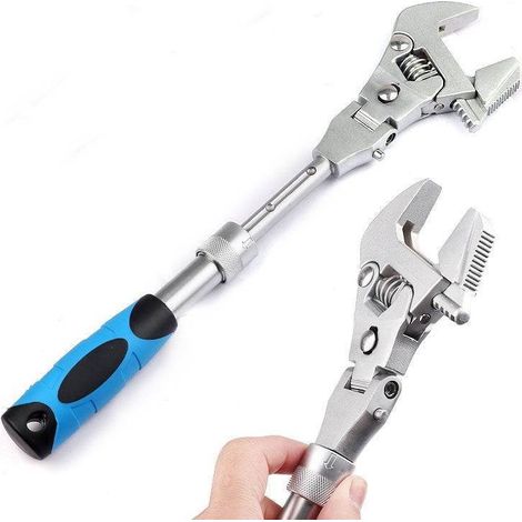 Clé à Molette Multifonction à Cliquet Télescopique 10", Ouverture Max 45mm, pour Auto, Plomberie et Bricolage (1/5)