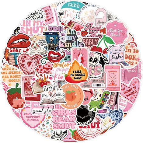 110 pegatinas de vinilo impermeables con diseño de libro rosa, para portátil y teléfono. (1/5)
