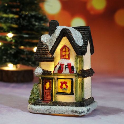 Maison de Noël à piles, décorations de village de Noël électriques, bâtiment illuminé, décorations de Noël LED, accumulation de neige E (1/5)