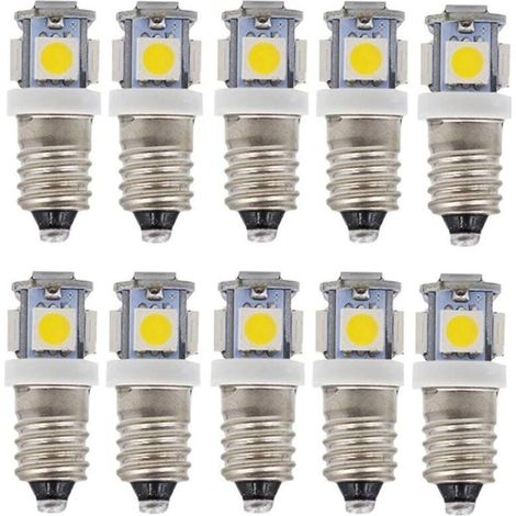 E10 AC LED Ampoules-10 pcs 6V 5 lampes LED-E10 Miniature Vis 50Lm (AC 6V) (1/5)