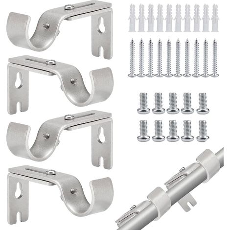 Confezione da 4 supporti per aste per tende da 9 x 2 x 4 cm con 10 tubi di plastica bianchi, 10 viti lunghe e 2 viti corte, supporti per aste per ufficio, tende e decorazioni per la casa (1/5)