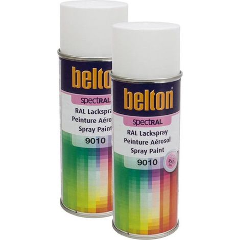Lot de 2 bombes de peinture Belton Spectral RAL9010 Blanc pur brillant 400ml