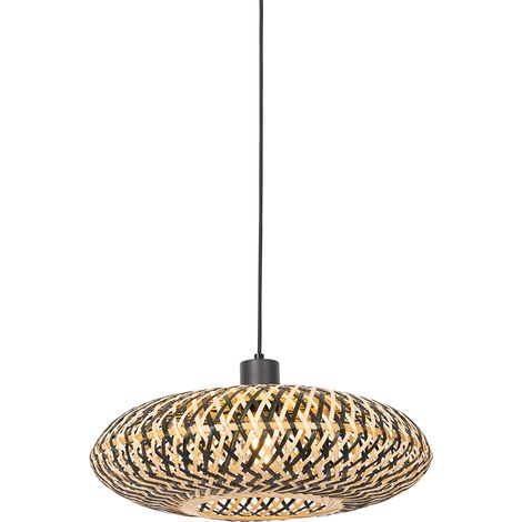 QAZQA Lampada a sospensione ostrava - Orientale - Bamboo,Acciaio - Nero - Tondo Max. 1 x Watt