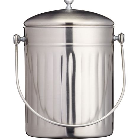 KitchenCraft Bidone per compost da cucina piccolo ad alta capacità, 5 litri (1 gallone) - Acciaio inossidabile (1/4)