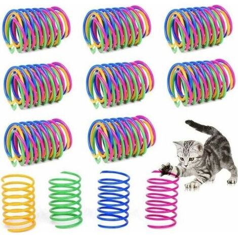 Jouet Chat - Ressort Spirale - Pour Jeu Interactif et Exercice - 36 Pièces - Rose Rouge Bleu Jaune Vert (1/4)