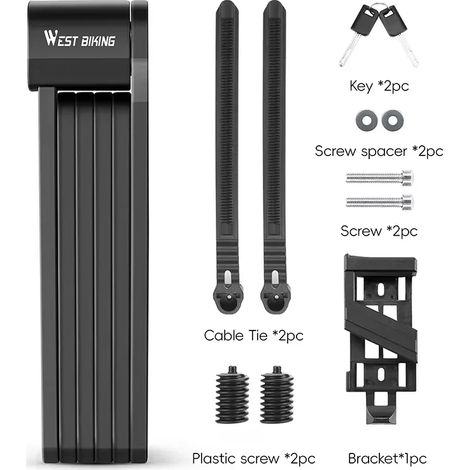 (87 cm, noir) Antivol pliable pour vélo, portable, sécurisé et antivol, convient aux motos et vélos électriques (1/5)