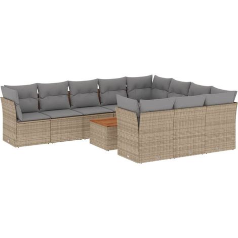 Maison Exclusive - Set de sofás de jardín 11pzas con cojines ratá (1/3)