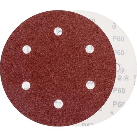 Disque De Ponçage - 225 mm - Grain P60 - 6 Trous D'aspiration - Auto-agrippant - Pour Ponceuse À Cloison Sèche Et Murale - 10 Pièces