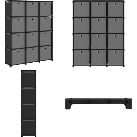 Étagère à 12 cubes avec boîtes Noir 103x30x141 cm Tissu - Étagère Bibliothèque - Meuble Rangement - Étagère Design - Étagère Tissu - Étagère Ouverte - Home & Living (1/5)