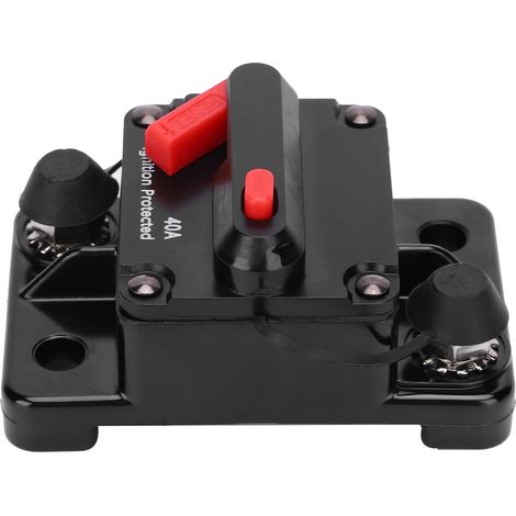 Disjoncteur, Porte-fusible à Réinitialisation Automatique, DC 12-42V Rouge Disjoncteur Automatique étanche en Cuivre avec Couvercle en Plastique de Protection étanche(40A)