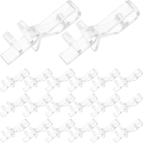 20 clips de cantonnière horizontaux en plastique transparent, invisibles et parfaits pour les (1/5)