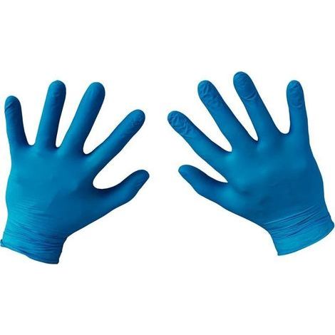 Gant jetable nitrile non poudré bleu - Boîte de 100 gants - Taille M - Maxiburo (1/4)