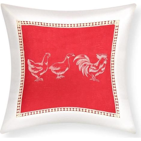 Housses de coussin - AVIZAR - Lot de 2 - 40x40 cm - Brodée Oie - Style Campagne
