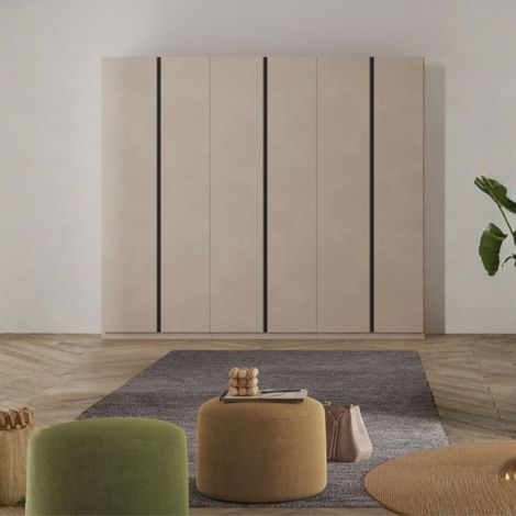 Armadio Londra 6 ante battenti cashmere 275 cm con maniglie antracite