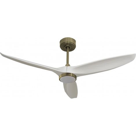 Bolt, Ventilateur déstratificateur d'air, pales laquées blanches 132Cm, moteur laiton, 100 % efficace hiver/été avec lampe.