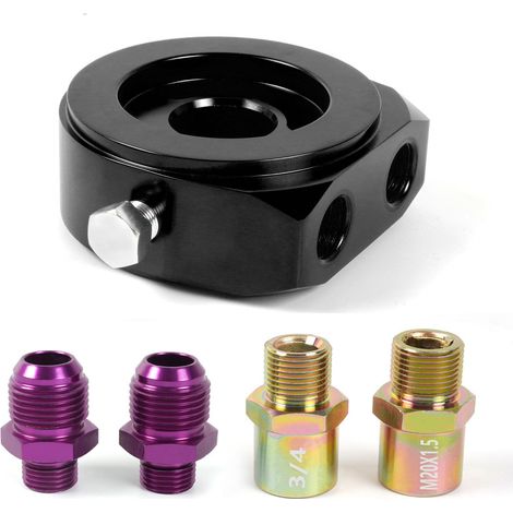 Accessoires pour modification automobile : manomètre de température pour tourteau d'huile, machine à tourteau d'huile, adaptateur pour manomètre de pression d'huile AN10 - noir et violet (1/4)