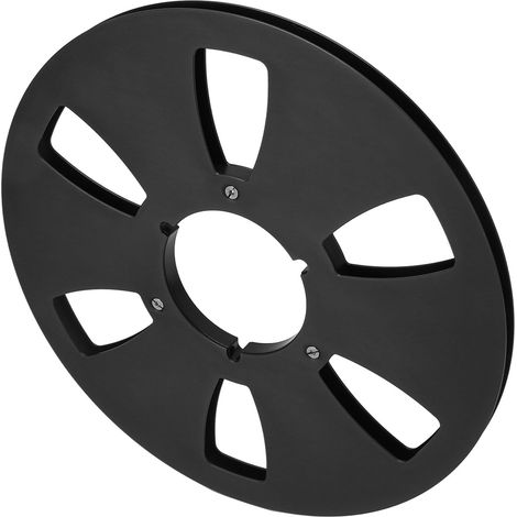 Leere 1/4"-10-Zoll-Magnetbandspule aus Aluminiumlegierung, universelle 6-Loch-Öffnung, Maschinenteil, Tonbandaufwickelspule, schwarz (1/5)